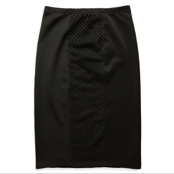Dresses & Skirts - Gently Used Black,fitted,Midi-skirt w/“fishnet” pattern up&down the center